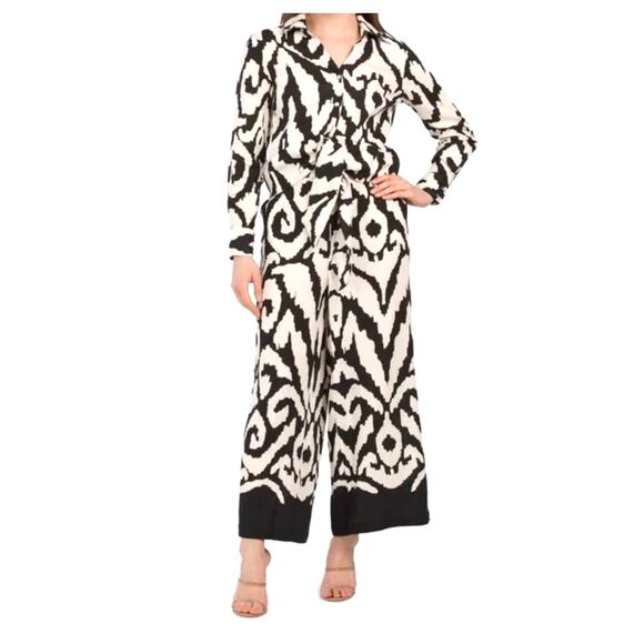 RACHEL ZOE 3 Piece Linen Blend Black White Damask Print Set S/M - Picture 1 of 11